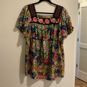 Johnny Was silk blouse, small